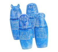 Cabilock 4pcs Ancient Egypt Canopic Jars Sculpture Set with Horus Statue, Resin Decorative Egyptian Deity Jars for Pyramid Statue Decor and Souvenir Collectible in Home Decor