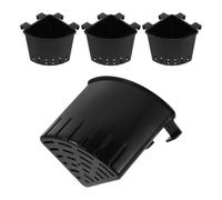 Cabilock 4pcs Aquarium Corner Plant Holder for Fish Tank, Black Plastic Small Hanging Planter with Integrated Hook Design and Drainage Holes, Suitable for Pothos and Lucky Bamboo, Easy