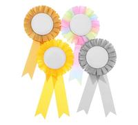 Cabilock 4pcs Award Ribbon Rossette Set Colorful Rosettes for Winners Birthday Corsage Badges Orange Gold Silver for Classroom Party Celebration