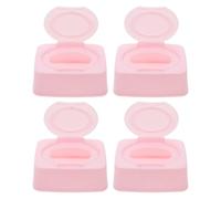 Cabilock 4pcs Boy Girl's Wet Wipes Storage Box Flip Lid for Home Bathroom Use Includes Plastic Dispenser Case Box for Wipes Cotton Pads Masks for Travel Everyday Needs
