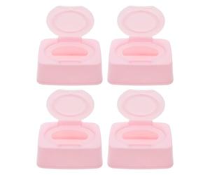 Cabilock 4pcs Boy Girl's Wet Wipes Storage Box Flip Lid for Home Bathroom Use Includes Plastic Dispenser Case Box for Wipes Cotton Pads Masks for Travel Everyday Needs