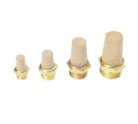 Cabilock 4pcs Brass Pneumatic Muffler, Threaded Air Silencer, Long Head, Golden, 1/8 1/4 3/8 1/2, Noise Reduction, Dust Protection, for Pneumatic Equipment
