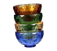 Cabilock 4Pcs Buddhist Water Offering Bowls, Artificial Crystal Altar Cups with Honeycomb Pattern, Tibetan Ritual Smudge Dish for Meditation Temple Home Decor (6cm)
