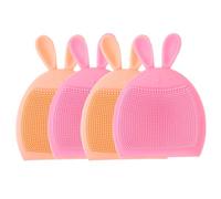 Cabilock 4pcs Cartoon Rabbit Silicone Face Brush Lightweight Facial Cleanser Soft Exfoliating Scrubber for Delicate Skin Home Travel Use