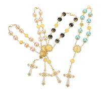 Cabilock 4pcs Catholic Prayer Beads Bracelet Cross Beaded Religious Jewelry for Womens for Yoga Prayer and Communion Occasions