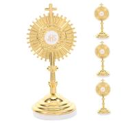 Cabilock 4pcs Catholic Tabletop Cross Metal Jesus Crucifix for Home Worship Chapel Decoration Religious Ornament with Detailed Craftsmanship and Design