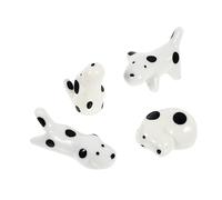 Cabilock 4pcs Ceramic Chopsticks Holder Set Black and White Puppy Design Chopsticks Stand Rest for Dining Tableware Home Decor