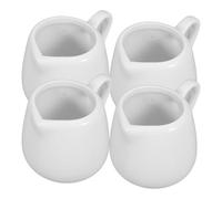 Cabilock 4pcs Ceramic Creamer with Handle Mini Cream Pitcher White Porcelain Milk Pitcher Small Sauce Jugs Cream Serving Pitcher for Coffee and Tea Salad Sauces Milk