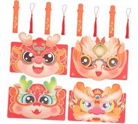 Cabilock 4pcs Chinese Year Red Envelopes with Dragon Fold Design Versatile Money and Gift Bags for Spring Festival Weddings Birthdays Featuring Lucky Cartoon Patterns and Prosperity Wishes