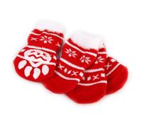 Cabilock 4pcs Christmas Style Dog and Cat Socks Non-slip Cotton Pet Socks Size S Red Protect Paws against Snow and Ice for Winter Season