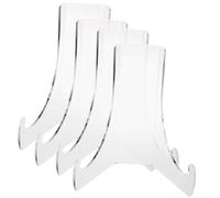 Cabilock 4Pcs Clear Acrylic Easel Stands Plate Holders for Wedding Sign Display Wear-resistant Transparent Perspex Display for Photos Artwork Cards Home and Event Decor