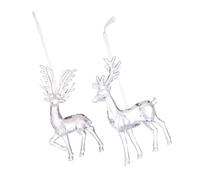 Cabilock 4pcs Clear Acrylic Reindeer Hanging Decorations for Holiday Tree Lightweight Plastic Elk Ornaments with Strings for Christmas Party Centerpiece and Fireplace Mantel