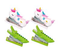 Cabilock 4pcs Cute Mini Desktop Stapler for Students Labor-Saving Compact Animal-Shaped Office Desk Staplers Space-efficient Portable Stationery for Home and School Supplies