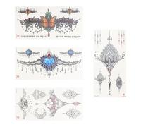 Cabilock 4pcs Cute Temporary Tattoo Stickers for Women, Body Stickers with Easy Application, Assorted Colour Designs for Beach and Pool Use