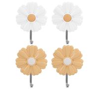 Cabilock 4pcs Daisy Sticky Hook Decorative Coat Hanger Wall Mounted Adhesive Flower Wall Hooks Home Decor for Backpack Tieback Bags Keys