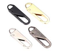 Cabilock 4Pcs Detachable Zipper Pulls Replacement for Clothes Bags Tents Alloy Rubber Zipper Extenders in Black Silver Gold Gunmetal