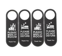 Cabilock 4pcs Double Sided Privacy Door Signs for Hotel Room Elegant Black PU Door Hangers with Please Makeup Room Message Lightweight and Portable for Office Bedroom Motel Use