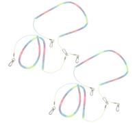 Cabilock 4pcs Elastic Fishing Retractable Tether with Stainless Steel Carabiner and Rubber Coiled Strap, Adjustable Length Fishing Rod and Scissors Safety Lanyard for Water and Land Sports