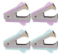 Cabilock 4Pcs Ergonomic Mini Staple Remover Set, Portable Office Stapler Puller Tools in Purple and Green, Useful Multi-Use Staple Removing Accessories for Home and Work