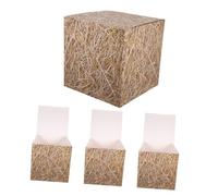 Cabilock 4pcs Fake Hay Boxes Paper Decorations for Western Cowboy Party and Farmhouse Scene Lightweight Straw Bale Ornaments for Autumn Harvest Festival and Country Themed Events