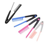 Cabilock 4pcs Hair Straightening Comb Straightener Portable V-shaped Foldable Styling Tool for Women Salon Use Detangling Brush