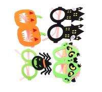 Cabilock 4pcs Halloween Party Glasses for Neon Glow the Dark Pumpkin Spider Frames Lightweight Comfortable Photo Booth Props Novelty Eyewear for Costumes and Decorations