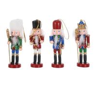 Cabilock 4pcs Hand-painted Wooden Christmas Nutcracker Soldier Figurines Miniature Xmas Ornaments for Tree Hanging and Festive Table Centerpiece Decorations