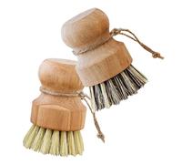Cabilock 4pcs Kitchen Scrub Brush Natural Bristle Dish Cleaning Brushes for Pots Pans and Vegetables Multi-use Wooden Kitchen Tools for Home and Restaurant Cleaning