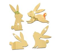 Cabilock 4Pcs Lovely Bunny Mirror Decals for Decorative Rabbit Stickers for Walls and Windows Decor for Happy Atmosphere