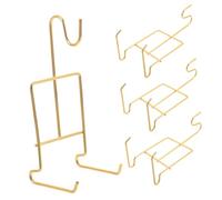 Cabilock 4pcs Metal Cup and Saucer Holder Sturdy Tea Cup Saucer Display Stand for Espresso Mugs Space-Saving Wire Rack for Kitchen Countertop Organization
