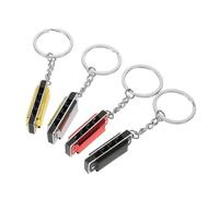 Cabilock 4Pcs Mini Colorful Metal Harmonica Keychain Decorative Bag Hanging Ornament and Key Pendant Multipurpose Luggage and Key Ring Accessories in Black Gold Silver Red