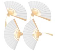 Cabilock 4pcs Mini Folding Handheld Fans for Dolls, Small Collapsible Paper Fans Vintage Style for Doll Crafts, Photography Props and Party Decorations