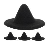 Cabilock 4pcs Mini Witch Hats for Dolls DIY Halloween Accessories Black Tiny EVA Craft Supplies Decorative Hats for Handmade Witch Doll Party