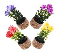 Cabilock 4pcs Miniature Artificial Aquatic Plants Realistic Faux Bonsai Mini Tiny Flowers for Dollhouse Office Desk Home Decor Low Maintenance Natural Colors