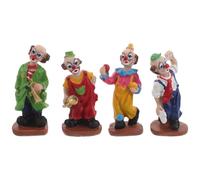 Cabilock 4pcs Miniature Circus Clown Figurine Halloween Clown Figure Doll Creepy Doll Model Cake Topper Micro Landscape Decoration