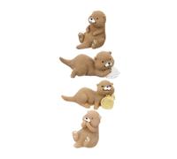 Cabilock 4pcs Miniature Otter Figurines Resin Mini Otter Animals Keychain Pendants for DIY Fairy Garden Succulent Plant Decoration Multifunctional Micro Landscape Accessories