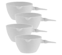 Cabilock 4pcs Ml Ceramic Evaporation Dish with Handle and Spout, Heat-resistant Porcelain Flat Form Mixing Bowl for Chemistry Analysis and Research Settings