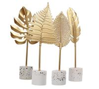 Cabilock 4pcs Modern Iron Wrought Leaf Decor Lifelike Artificial Leaves Desktop Ornament for Living Home Decoration Random Style Creative Foliage Adornment