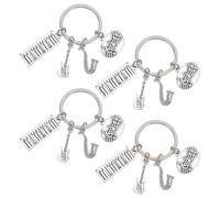 Cabilock 4pcs Music Themed Keychain Set with Piano Guitar Saxophone and Music Note Charms, Decorative Musical Instruments Key Rings for Karaoke Party Favors and ’