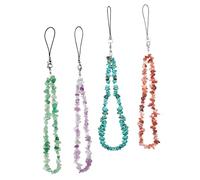 Cabilock 4Pcs Natural Crystal Gemstone Beaded Phone Charm with Wrist Lanyard Stylish Vintage Mobile Phone Strap for Women Keychain Accessory Gift for Birthday and Festivals