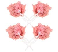 Cabilock 4pcs Orange Soap Bar Loofah Mesh Shower Puff Quick Dry Bath Exfoliating Sponge with Soap Storage Net for Men and Women Gentle Skin Cleaning Spa Accessories