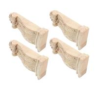 Cabilock 4pcs Ornate Rustic Wood Corbels for Shelves Hand Carved Decorative Corner Brackets 5x11x2.5cm Vintage Style Furniture Wood Corbel Set for Home Woodcrafts and Wall Trim