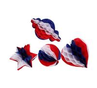 Cabilock 4pcs Patriotic Honeycomb Balls Red White Blue Unique Star Heart Shapes Tissue Fans Decorations for July Independence Day Party