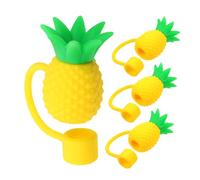 Cabilock 4pcs Pineapple Silicone Straw Tips Covers Reusable Straw Protectors with Airtight Seal Dust Caps for Cups for Parties Picnics and Daily Use
