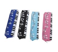 Cabilock 4pcs Pink Music Note Pencil Pouch for Girls Students Capacity Square Pencil Case Pen Bag