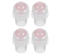 Cabilock 4pcs Pink Rose Quartz Roller Ball Bottles for 10ml Essential Oil Rollers with 16mm Neck, Reusable Jade Material for Even Application in Diffusers