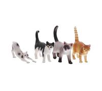 Cabilock 4pcs Plastic Cat Figurines Miniature Statue for Micro Landscape Decoration Realistic Poses Including Stretching and Birmans Safe Plastic Material for Home Office Garden Display