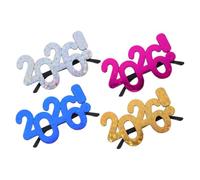 Cabilock 4pcs Plastic Year Eve Glasses Funny Party Props for Adults Glittery Photo Booth Accessories for Unforgettable Memories