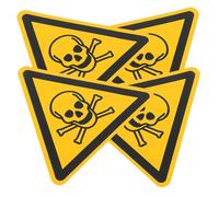 Cabilock 4pcs Poisoning Warning Stickers for Factory and Workshop Use, Adhesive Pvc Material with Warning and Accident Prevention Features, Yellow Safety Labels