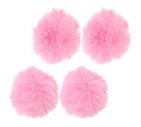 Cabilock 4pcs Portable Pink Artificial Fur Microphone Wind Cover for Recording Devices and Handheld Microphones with Audio Protection and Furry Stylish Design for Field and Event Use